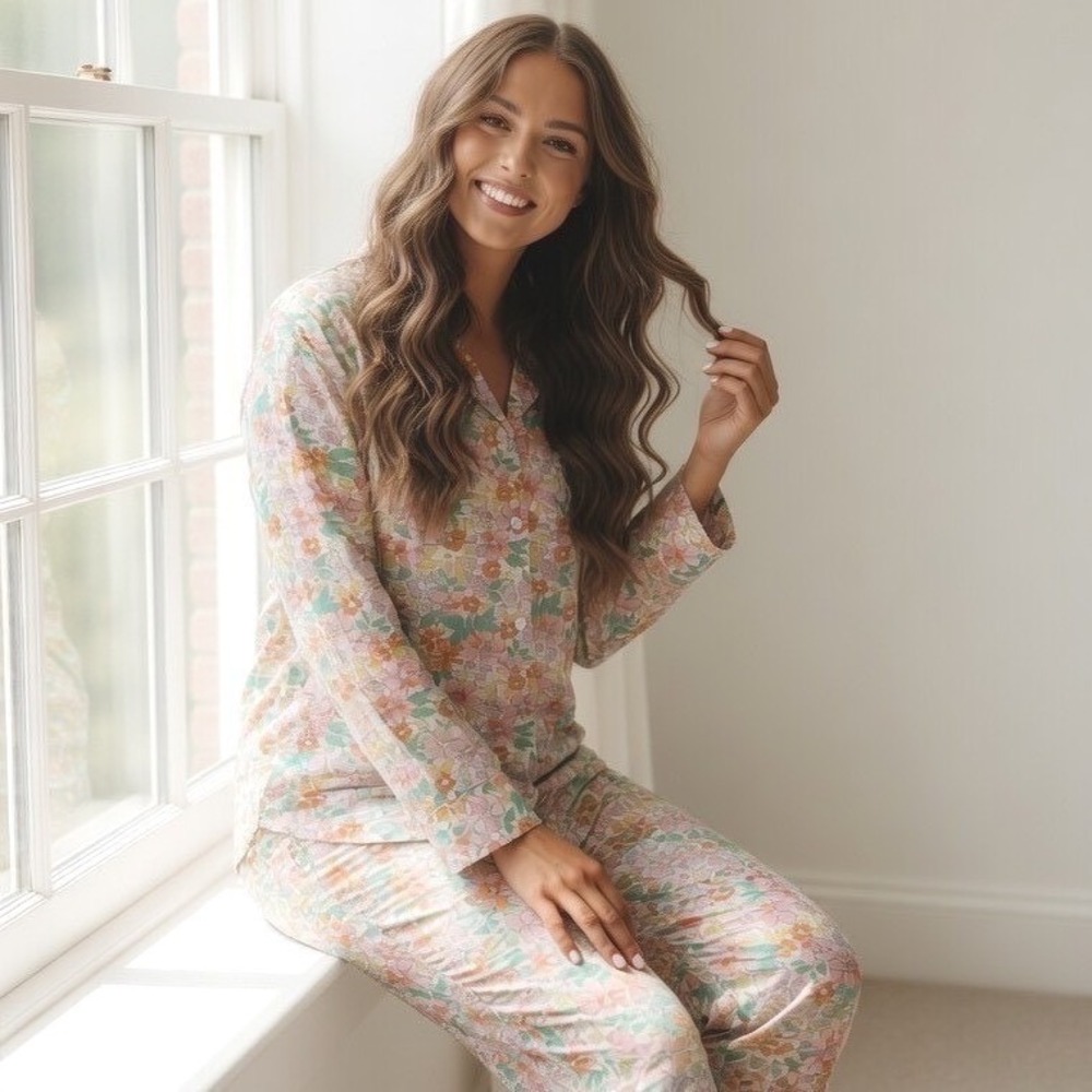 Piyama PJ Set Bright Bloom - Long Sleeve Top & Pants - Size Small (4-6) NWT